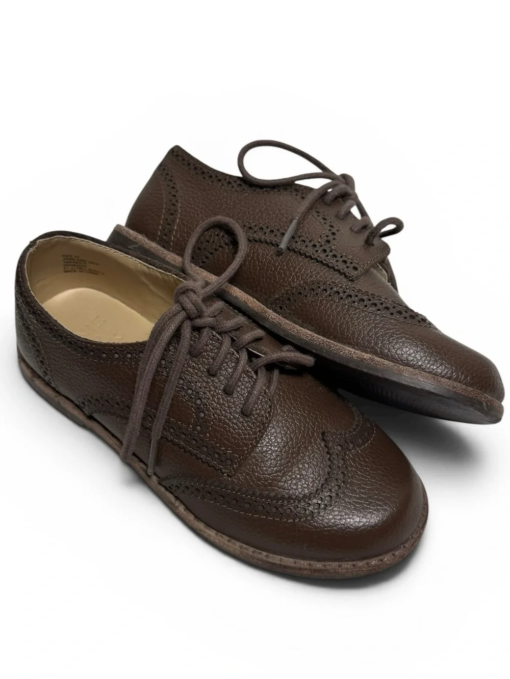 Janie and Jack Boys Leather Wingtip Derby Dress Shoes Brown Size 10 Toddler